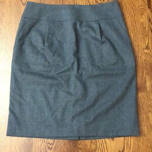 TALBOTS 6P VTG Gray Italian Wool A-Line Short Skirt Career Business Stretch 90s